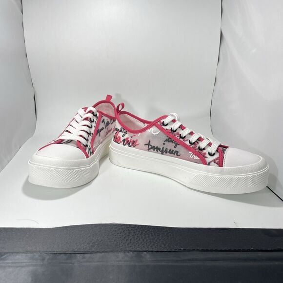 New Karl Lagerfeld Paris Gillianne Script Print Sneakers Women’s Size 7.5 / 38B - Picture 2 of 10
